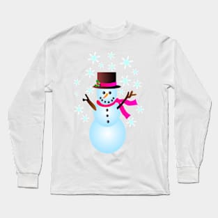 Happy Snowman in the Snow Long Sleeve T-Shirt